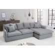 GroÃes Ecksofa HEAVEN 255cm grau Leinenstoff inkl. Kissen Landhausstil