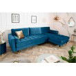 Elegantes Ecksofa COZY VELVET 260cm dunkelblau Samt Federkern 3er-Sofa