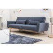 Retro Schlafsofa BELLEZZA 210cm blau 3-Sitzer Couch inkl. Kissen