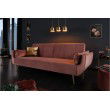 Canapé-lit rétro DIVANI 220cm vieux rose velours doré pieds Fonction lit Canapé 3 places