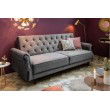 Chesterfield 3er Sofa MAISON BELLE AFFAIRE 220cm grau Samt 3-Sitzer mit Schlaffunktion