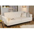 Chesterfield 3er Sofa MAISON BELLE AFFAIRE 220cm natur Strukturstoff mit Schlaffunktion