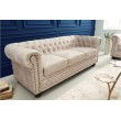 Canapé 3 places Chesterfield 200cm velours champagne 3 places avec boutons et ressorts