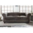 Canapé 3 places Chesterfield 205cm vintage gris taupe 3 places avec boutons et ressorts