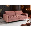 Canapé 3 places design et élégant COZY VELVET 220cm vieux rose velours à ressorts