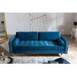 Canapé 3 places design et élégant COZY VELVET 220cm aqua velours à ressorts