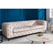 Chesterfield 3er Sofa MODERN BAROCK 235cm champagner Samt 3-Sitzer