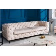 Chesterfield Canapé 3 places MODERN BAROCK 235cm champagne velours 3 places