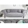 Elegantes Chesterfield 3er Sofa PARIS 225cm grau 3-Sitzer mit 2 Kissen