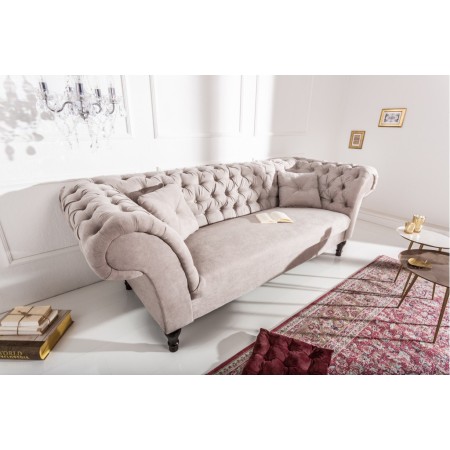 Elegantes Chesterfield 3er Sofa PARIS 225cm greige...