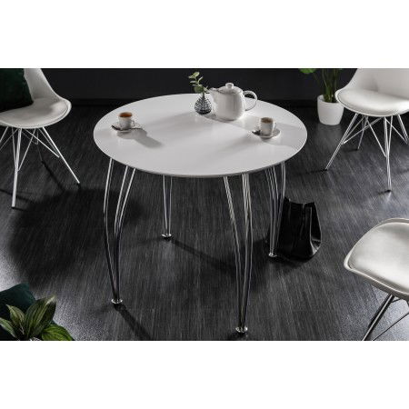 Moderner Esstisch ARRONDI 90cm weiÃ chrom rund Bistrotisch