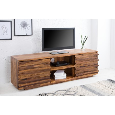 Buffet meuble TV massif RELIEF 150cm en bois de sheesham...