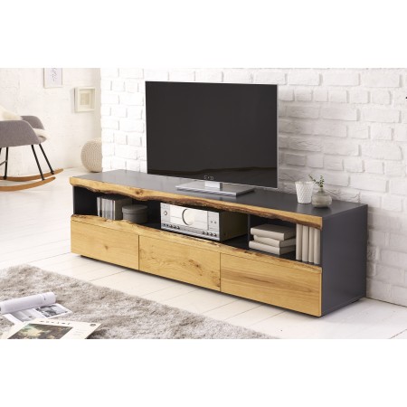 Buffet meuble TV moderne WILD OAK 180cm gris mat avec...