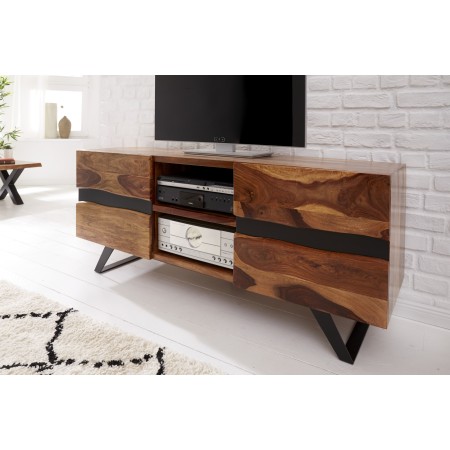 Buffet meuble TV massif AMAZONAS 160cm brun en bois de...