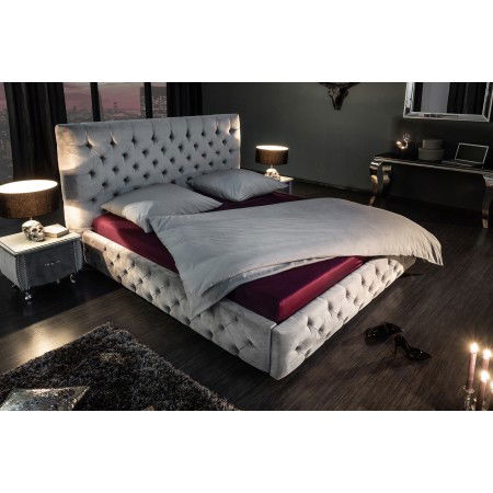 Elégant lit double PARIS 180x200cm gris velours design...