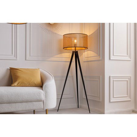 Lampadaire Boho VIENNA 142cm naturel noir tressage...