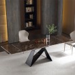 Table de salle à manger moderne en céramique PROMETHEUS aspect marbre extensible
