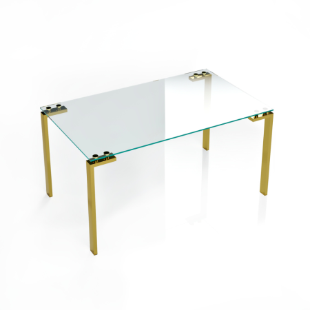 Table à manger design pied or -  Glas
