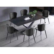 Ensemble table céramique et 6 chaises noir KASTEL