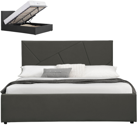 Lit coffre velours DAMARD -  Velours Noir