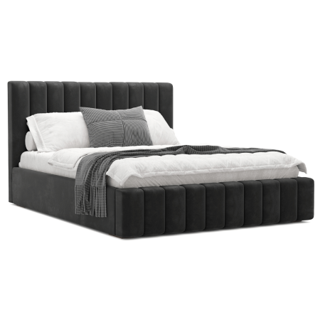 Lit coffre en tissu velours SOBA -  Velours Noir