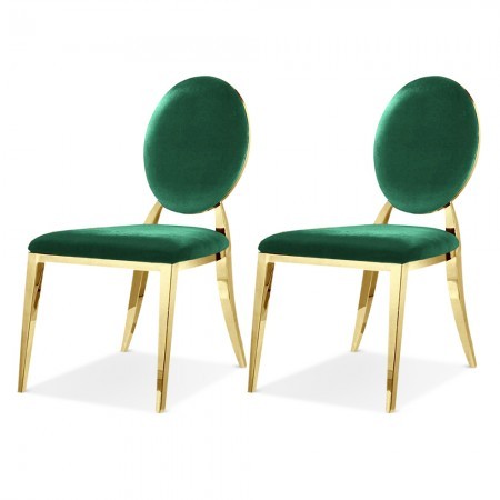 Set di 2 sedie a medaglione d'oro ERA -  Velluto verde