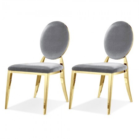 Set di 2 sedie a medaglione d'oro ERA -  Velluto grigio
