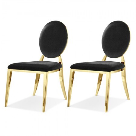 Set di 2 sedie a medaglione d'oro ERA -  Velluto nero