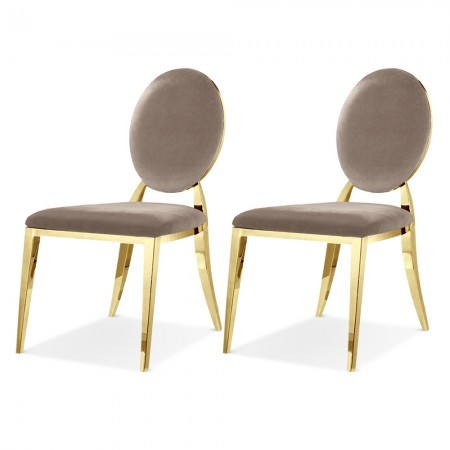 Set di 2 sedie a medaglione d'oro ERA -  Velluto Taupe