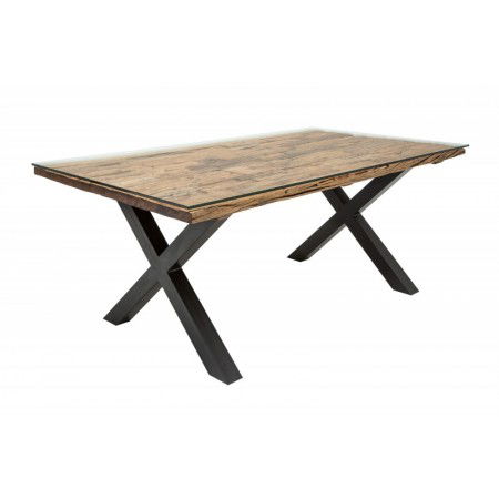 Table à manger design avec les pieds métal en X BARRACU