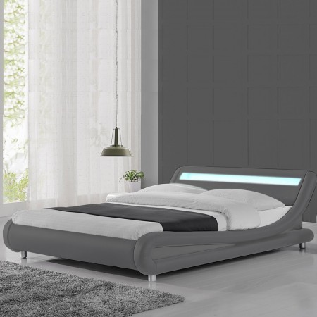 Julio led design bed -  Grau