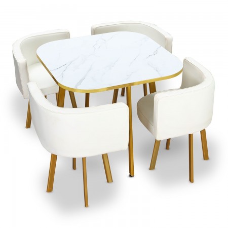 Mesa y sillas de comedor empotradas PopUp -  Marbre blanc