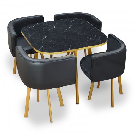 PopUp Einbau-Esstisch mit Stühlen -  Marbre noir