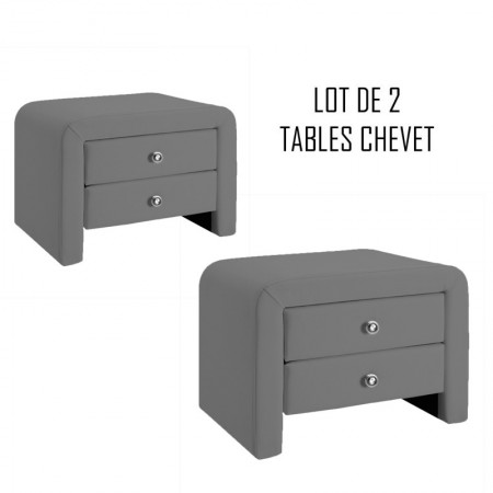 Table chevet design gris Eva x2