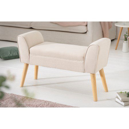 Elegante Sitzbank SCARLETT 90cm beige mit Armlehnen