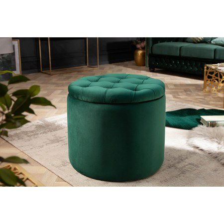 Eleganter Hocker MODERN BAROCK 50cm dunkelgrÃ¼n Samt...