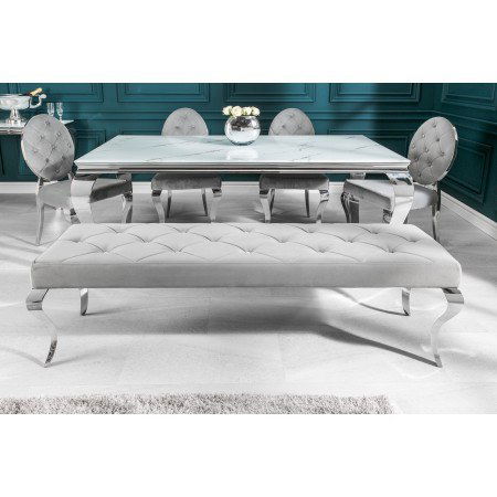 Banc élégant MODERN BAROQUE 172cm gris noble velours...