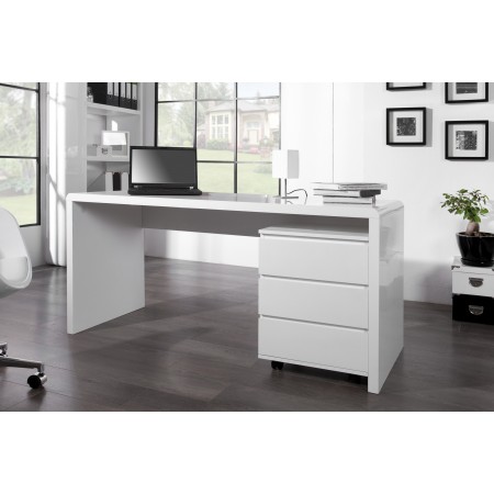 Bureau design 160cm blanc brillant Table d'ordinateur