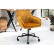  Chaise de bureau réglable en hauteur TURIN jaune moutarde velours avec accoudoirs Chaise pivotante 