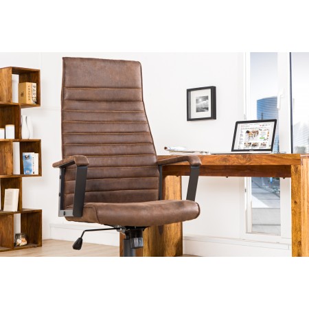 Chaise de bureau LAZIO réglable en hauteur marron vintage...