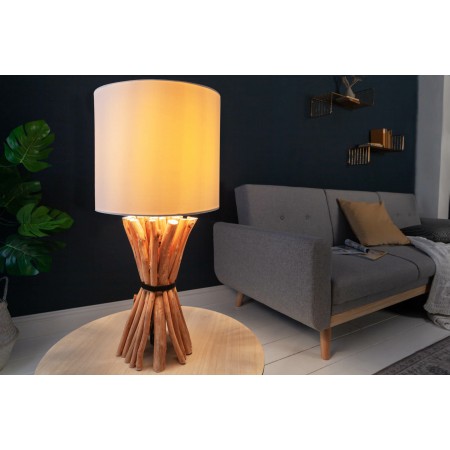  Lampe de table artisanale EUPHORIA 56cm beige bois de...