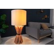  Lámpara de mesa hecha a mano EUPHORIA 56cm madera longan beige con pantalla de lino 