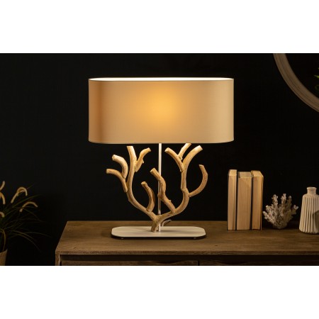  Lampe de table artisanale KORALLE 58cm beige bois de...