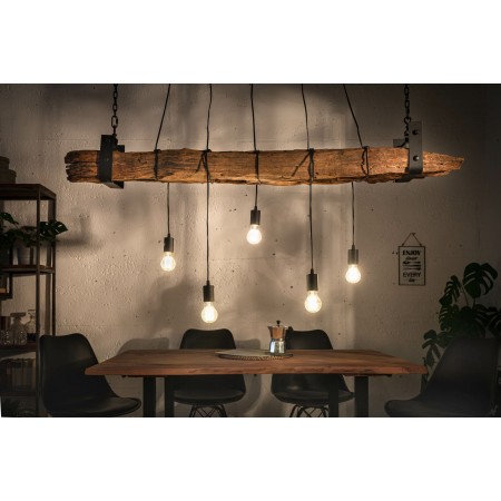 Lampe à suspension industrielle BARRACUDA 152cm bois...