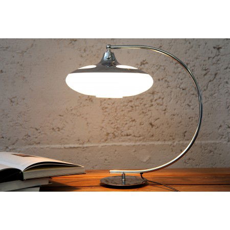  Moderne Tischlampe LUNA LOGO 45cm silber verchromt...