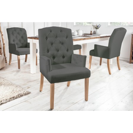  Elegante sillón CASTLE gris con acolchado chesterfield...