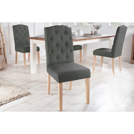  Elegante silla CASTLE gris con acolchado chesterfield en...