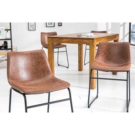  Chaise design industriel DJANGO marron vintage avec...