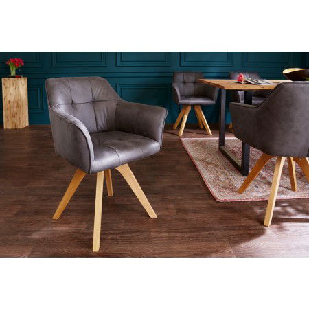  Design Stuhl LOFT antik grau Buchenholz Beine mit...