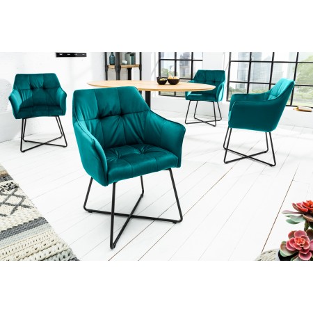  Chaise design exclusive LOFT turquoise velours avec...